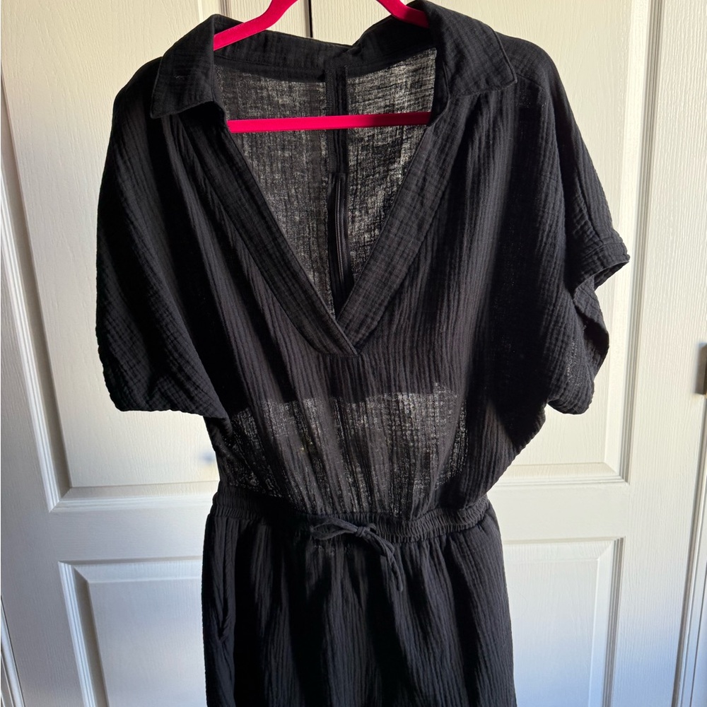 Women's Black Linen Romper